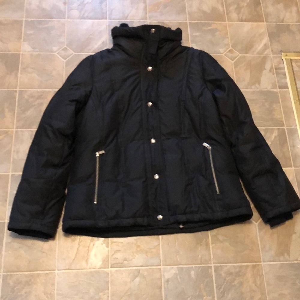Michael Kors Black Puffer Jacket with Silver Zippers
